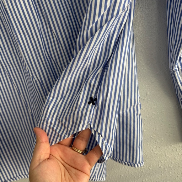 Alex Mill Wash & Go Striped Cotton Pullover Collared Half Button Up Blouse - Picture 6 of 6